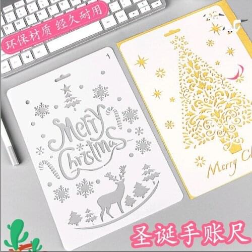 Merry Christmas New Year lace Drawing Stamp DIY Photo Album Masking Spray Painted Template Scrapbooking Drawing Stencils Stamp