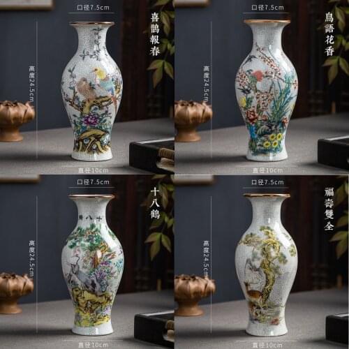 Jingdezhen ceramics pastel Buddism godness bottle Chinese style living room flower hallway antique decoration dried flower vase