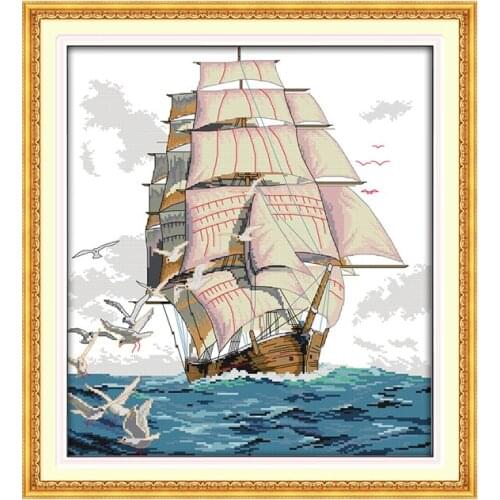 Ride the Wind and Waves Home Decoration Paintings Printed Canvas DMC 14CT Chinese Cross Stitch Kit Embroidery Needlework Set