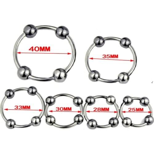 Movable Four Beads Cock Rings Stainless Steel Penis Rings Male Delay Ejaculation Ring Sex Toys for Man