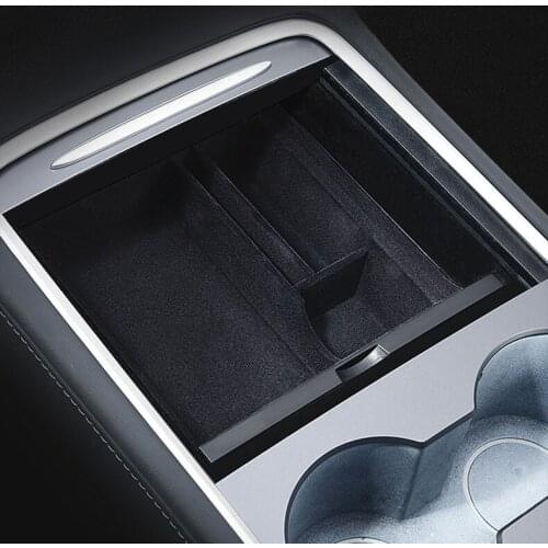 Tesla Model 3 Y Central Armrest Storage Box For Tesla Model 3 2021 Accessories Center Console Flocking Organizer Containers New