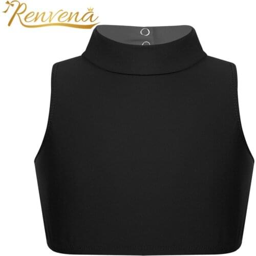 Kid Girls Tank for Dance Ballet Crop Top Sleeveless Mock Neck Criss Cross Back Tanks Tops Childrens Dance Sports Cropped Tops