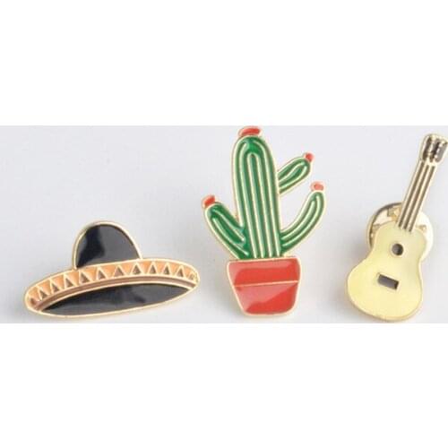 Cartoon Guitar Brooches For Women Men Enamel Music Instruments Party Casual Office Brooch Pins Gifts