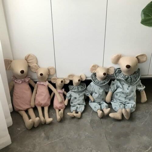 Kawaii Mouse Stuffed Toys Cute Dolls Plush Animals Toy Soft Cotton Linen Baby Sleeping Doll with Cloth Kids Birthday Gift