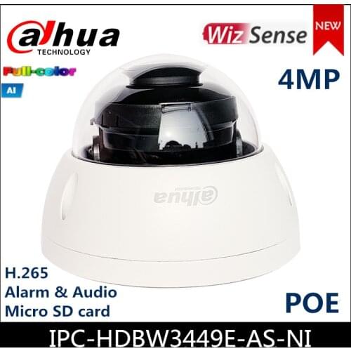 2020 New Dahua 4MP Lite AI Full color IP Camera IPC-HDBW3449E-AS-NI WizSense Series support H.265 PoE Alarm & Audi
