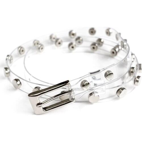 New Summer Autumn 2021 Fashion Personality Rivet Transparent High Quality PVC Belts Women All-match BL410