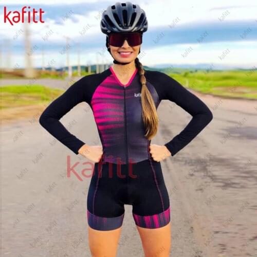 Kafitt new long-sleeved cycling jersey sportswear Macaquinho GO sexy tight cycling jersey jumpsuit womens triathlon suit