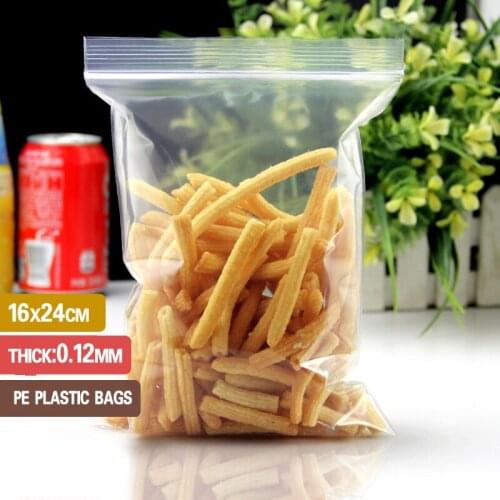 100PCS 16x24cm Zip Lock Ziplock Jewelry Bags Clear Food Package plastic Reclosable Poly Zip Bag Jewelry Packing Storage Bags