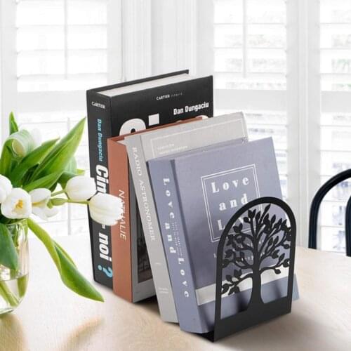 Bookends Tree Shaped Non-Slip Metal Bookshelf Store Heavy Books Easily Decorative Bookends For Office Home