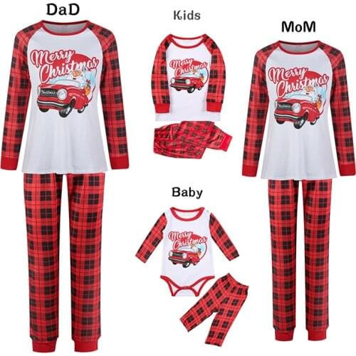 Christmas Matching Family Clothes 2021 Father Son Sleepcoat Romper Baby Mother Daughter Clothes Family Cartoon Pajamas