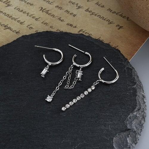 Luckydays lPrevent allergy Asymmetry Charm Drop Earrings for Women Girl Wedding Gifts Jewelry Rectangle CZ pendientes