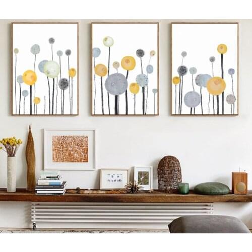 Nordic Style Modern Abstract Spherical Simple Tree Canvas Painting Wall Art Canvas Pictures for Living Room Poster Decor