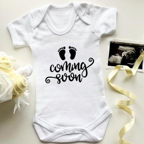 Coming Soon Newborn Baby Bodyusit Pregnancy Announcement Summer Cotton Boys Girls Onesies Baby Rompers Outfits