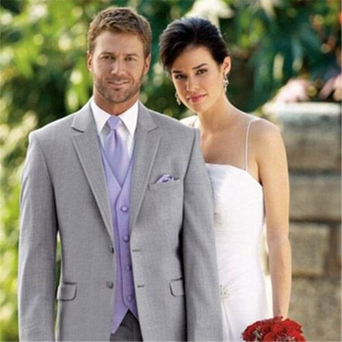Groom Tuxedos Men Suit 3pieces(Jacket+Pants+Vest+Tie) Two Buttons Best Men Wedding Groomsman Suit Formal Blazer