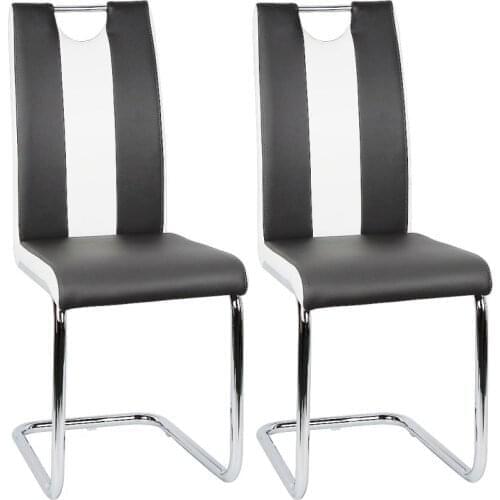 2PCS Bar Chair PU Leather, Electroplated Stainless Steel Legs Living Room Bow-shaped Dining Chair Meeting Chair Office Chair HWC