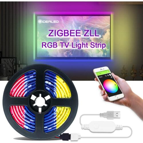Smart Zigbee TV RGB Lights Strip APP Control for 40-60 inch HDTV Backlight USB Powered work with Alexa Echo plus SmartThings Hub