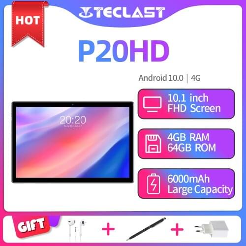 Teclast P20HD 10.1" Tablet Octa Core Android 10 1920x1200 SC9863A 4GB RAM 64GB ROM 4G phone Call AI Speed-up Dual Wifi Tablet PC