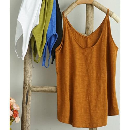 Casual Cotton Linen Women Tank Top Vintage Solid Loose Sleeveless Green Tops For Women 121568WTA