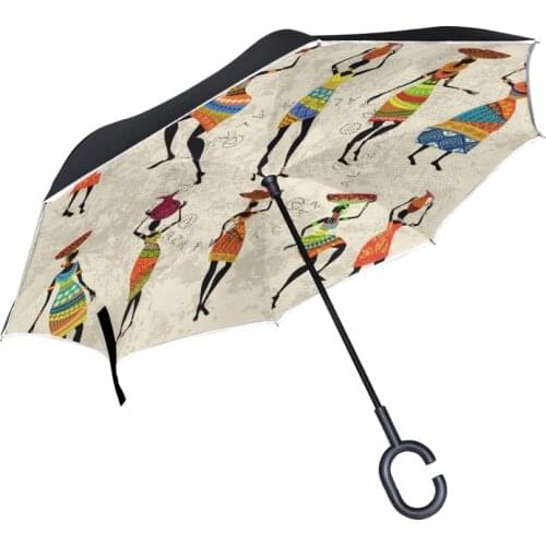 Windproof Reverse Umbrella African Women Head Holding Porcelain umbrella rain/sun women/men high quality 2017 Child durable