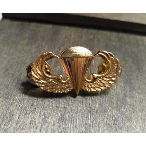 WW2 STYLE US ARMY AIRBORNE PARACHUTE MILITARY JUMP WING BADGE INSIGNIA GOLD