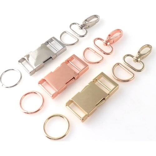 1'' wide Quick Side Release Buckle 1 Set (4pcs) Rose Gold/silver/gold color Slider buckle swivel clasps D ring for 25mm webbing
