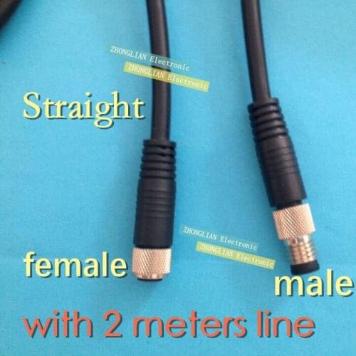 1pcs/lot M8 plug elbow L type sensor connector male and female connector 3 core 4 core waterproof (line 2 meters)