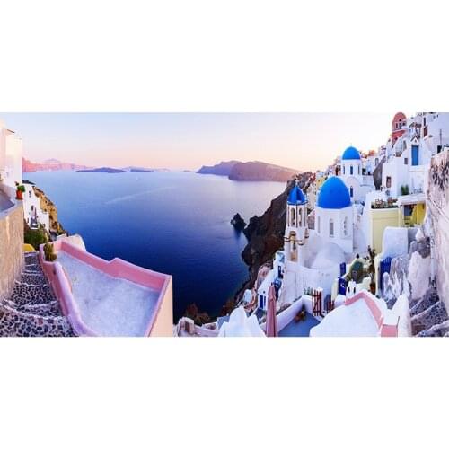 100x200cm Santorini Aegean Sea Natural Landscape Abstract Canvas Painting Posters and Prints Wall Art Picture for Living Room