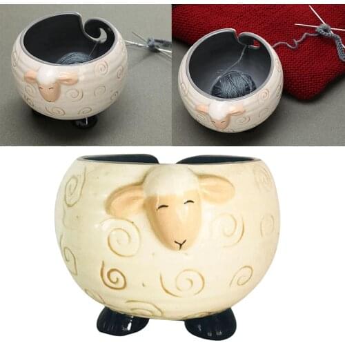 17x12cm Ceramic Knitting Yarn Bowl Sheep Storage for Gadgets Needles Crochet Home Ornament Craft Gift for People Who Knit or Mom