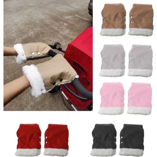 2Pcs Winter Warm Baby Stroller Gloves Waterproof Gloves Pram Accessory Stroller Mitten Pram Hand Muff