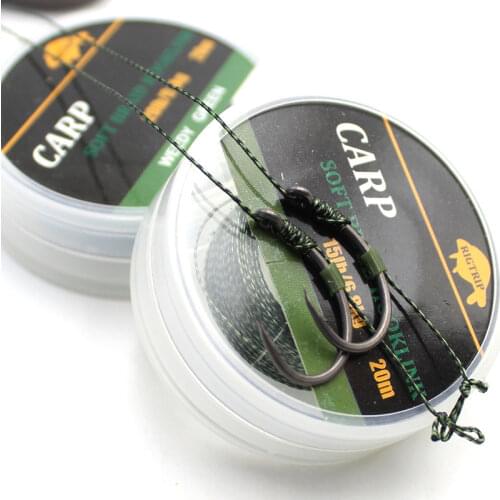 20mCarp Fishing Soft Braided Line Hair Carp Rig Fishing Tackle UnCoated Hooklink For Carp Coarse Feeder Fishing Accessories