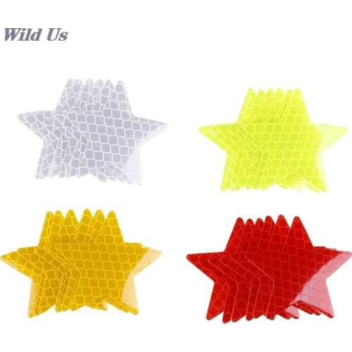 4Pcs Reflector Stickers Decals Pentagram Reflective Warning Strip Tape Car Styling Car Bumper Reflective Strips Secure Star