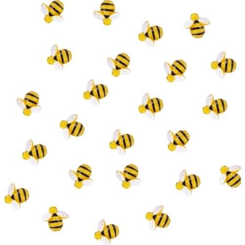 50pcs Mini Cute Resin Bee Shaped Flatback Embellishment for DIY Craft Scrapbooking Phone Case Kids Hairpin Decoration