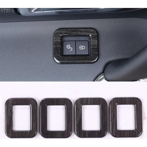 ABS Black Ash Wood Grain Children Safety Lock Frame Cover Trim 4pcs For Land Rover Discovery Sport 2015-2017 Auto Accessories