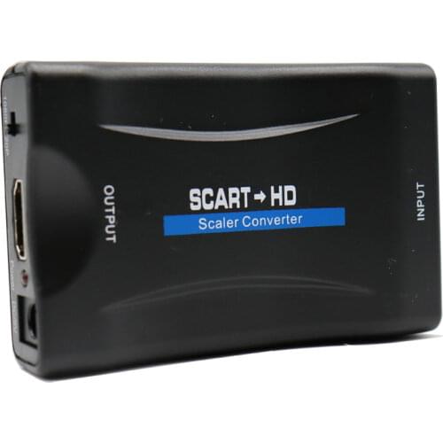 1080P SCART To HDMI Video Audio Upscale Converter Adapter for HD TV DVD for Sky Box STB Plug and Play DC Cable