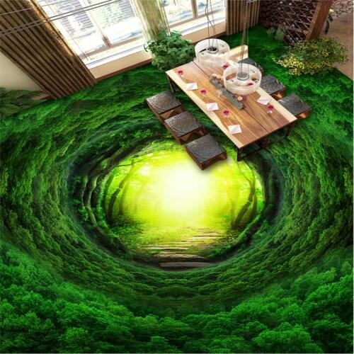 Beibehang Large custom flooring magic dream forest path 3D thickening waterproof floor three - dimensional painting