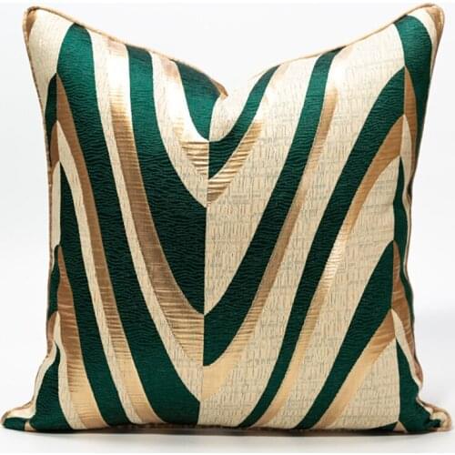 Large Corrugated Golden Green Hug Pillowcase Polyester Sofa Cover Yarn-Dyed Jacquard Craft Cushion Cover Home Furnishing Decor