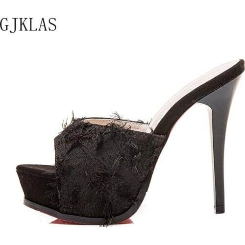 Women Shoes High Heel Platforms Sandals New Summer Pump Heel 12cm Ladies Shoes and Sandals Fashion Sexy Woman Heels Slippers