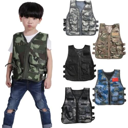 Children Army Airsoft Vest Tactical Military Jacket Kid Breathable Quick Dry Camouflage Vest Outdoor Adventure Hunting Game Vest