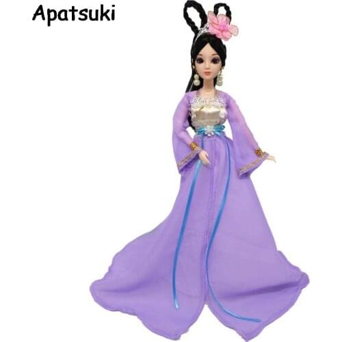 Purple Doll Clothes Cosplay Clothes For Barbie Doll 1/6 Traditional Chinese Ancient Beauty Costume Party Dress Evening Dresses