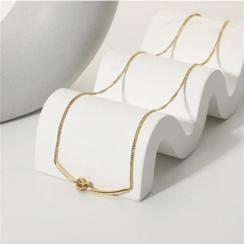 HelloLook Knot Pendant Necklace for Women 14K Gold Plated Stainless Steel Choker Necklace Jewelry Gift