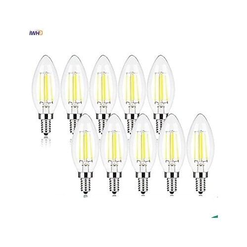 IWHD 10 pcs 4w E14 Bombilla Vintage Lamp Light Bulb LED Filament Edison Bulb Retro Lamp Ampul Industrial Decoration
