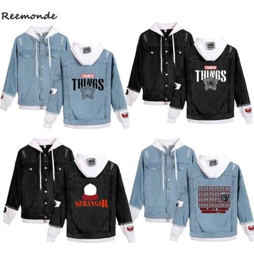 Stranger Things Season 3 Hoodies Sweatshirts Cosplay Costume Hopper Denim Jacket Eleven Coat Girls Stranger Things Sweater Boys