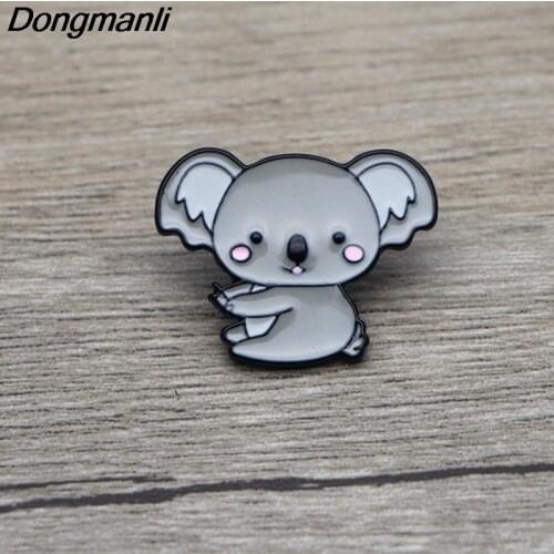 L3362 Cute Koala Metal Enamel Pin Brooches Cartoon Creative Metal Brooch Pins Denim Hat Badge Collar Jewelry 1pcs