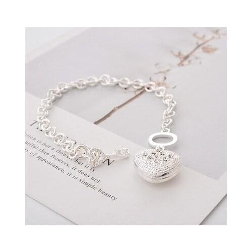 2019 hot sale fashion simple and exquisite Silver bracelet heart-shaped peach heart bracelet female jewelry accessories