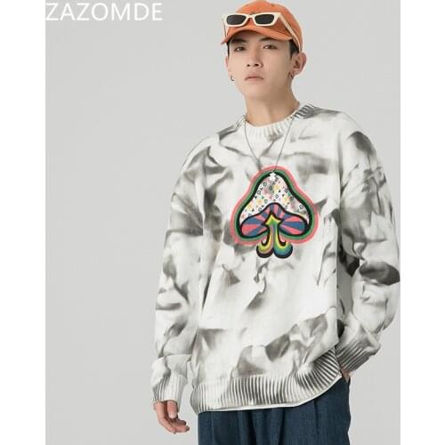 ZAZOMDE Autumn Fashion Knitted Sweater O Neck Sweater Men Oversized Sweater Pullover Hip Hop Sweater Loose Color Sweatshirt Thin