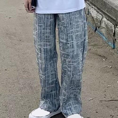 2021 Mens Streetwear Sweatpants Fashion Loose Pattern Casual Straight Cylinder Pants Trousers Plus Size All-Match штаны мужские