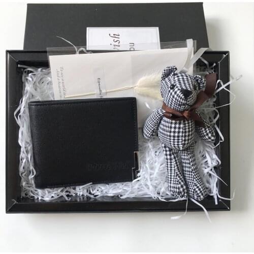 Custom name Father Groom Groomsman Boyfriend gifts Pu Leather Wallet set gift for men birthday