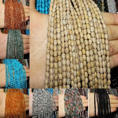 Natural Semi-precious Stones Loose Beads Rice Beads Semi-finished Products DIY Production Bracelet Necklace Jewelry Accessories