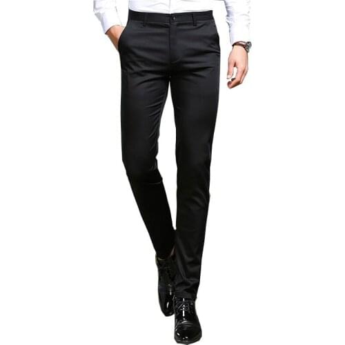 2020 New Mens Casual pants Mens Business Free ironing dress Straight trousers Mens Middle waist High-grade Elastic trousers