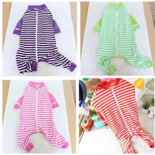 Dog clothes spring and summer clothing for large dogs Striped zipper four-legged dog clothes Golden Shepherd dog clothes
